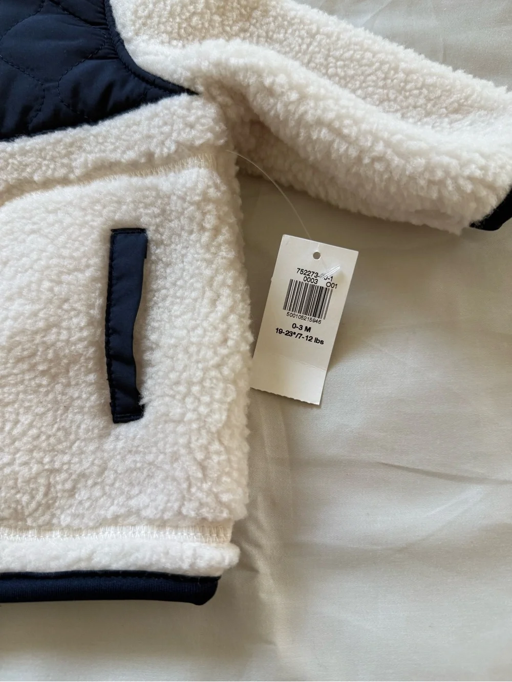 Old Navy Cream Sherpa Jacket with Navy Quilted Yoke